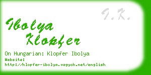 ibolya klopfer business card